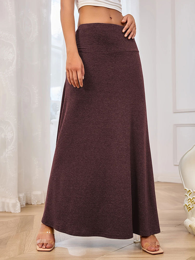 Damen Maxirock mit eleganter A-Linie und hohem Taillenbund Stalluxe