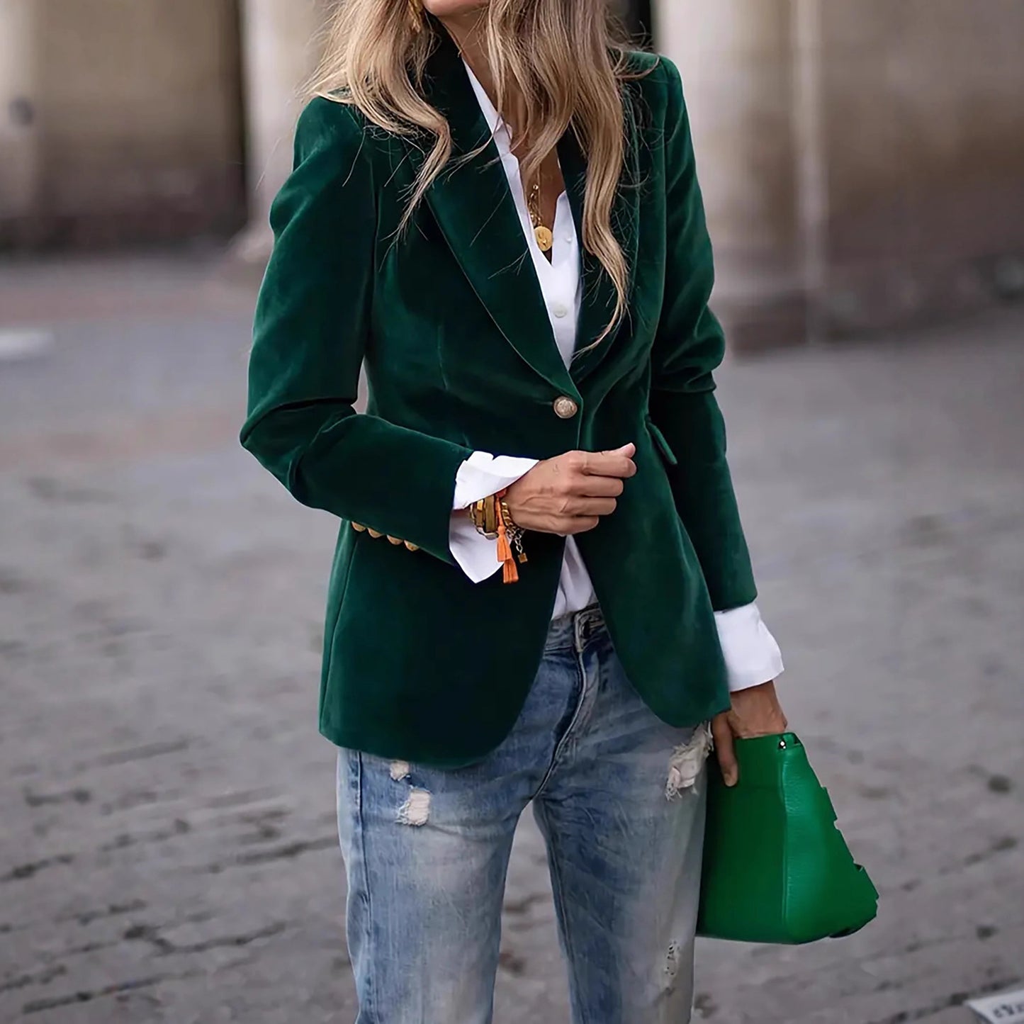 Damen Samt Blazer mit einem eleganten Schnitt Stalluxe