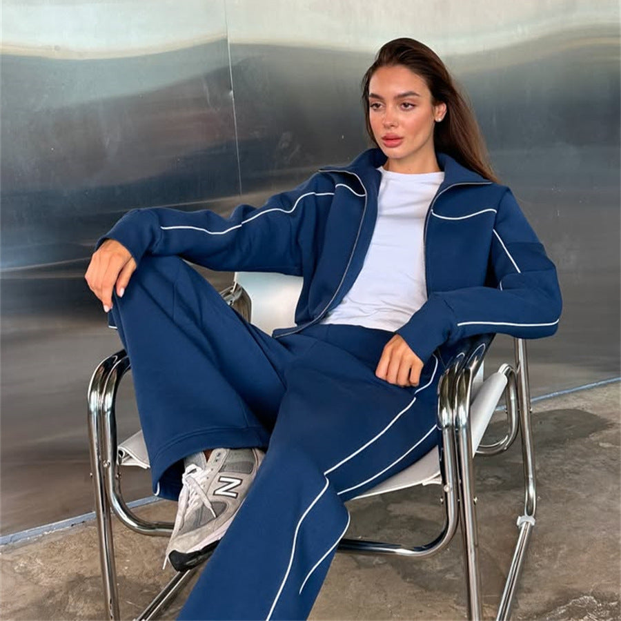 Damen sportliches Freizeitanzug-Set mit stylischem Schnitt und Kontrastnähten Stalluxe