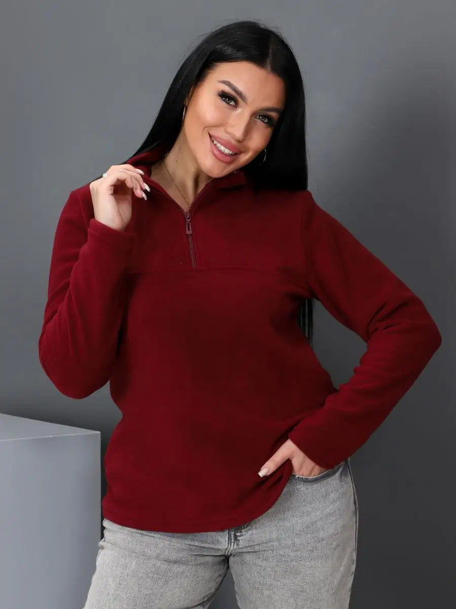 Damen Fleece-Pullover mit Stehkragen und Reißverschluss Stalluxe