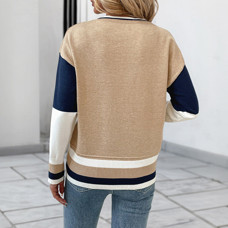 Damen lässiger Pullover mit Blockfarben und Rundhalsausschnitt Stalluxe
