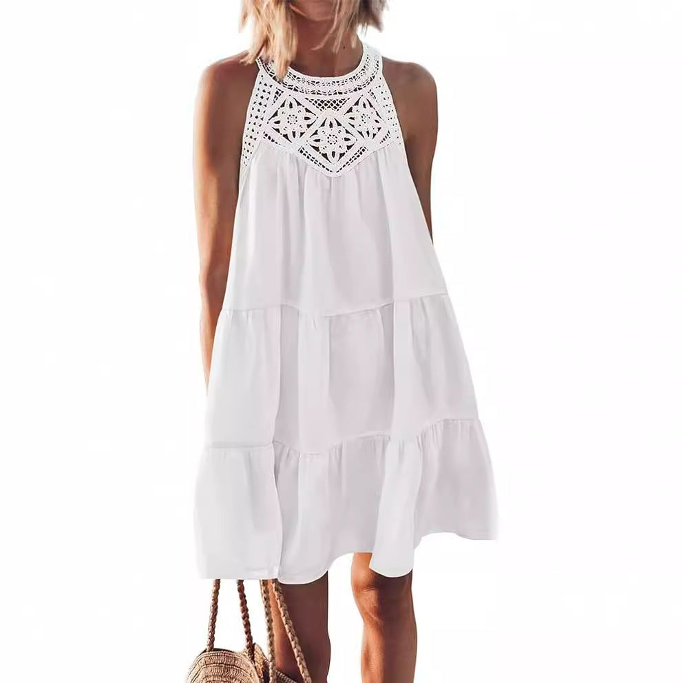 Damen luftiges Sommerkleid mit Spitzenakzenten Stalluxe