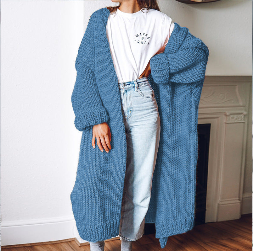 Damen Großer Strickmantel mit tiefen Taschen und voluminösen Ärmeln Stalluxe
