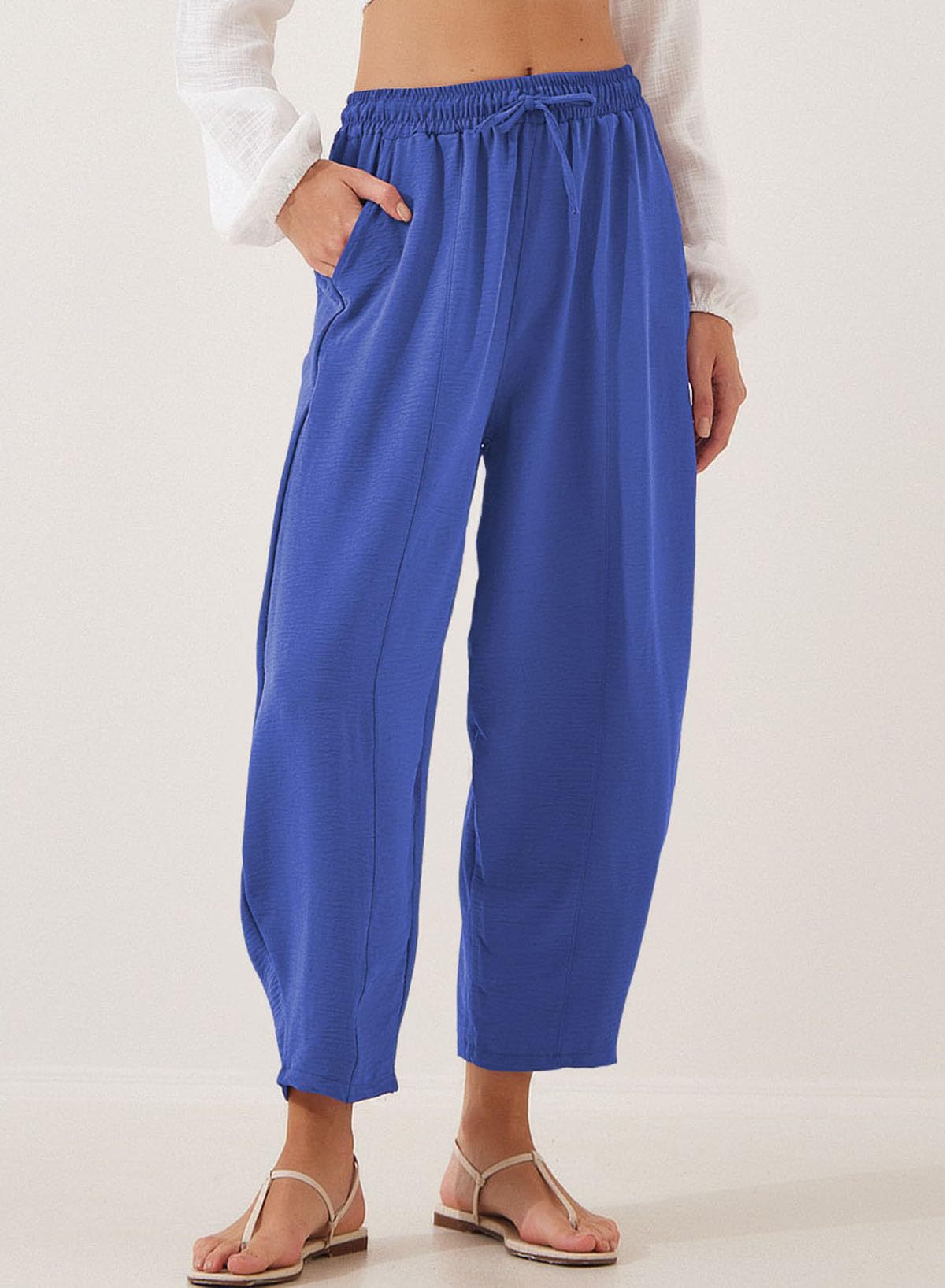 Damen entspannte Freizeithose mit elastischem Bund und praktischen Taschen Stalluxe