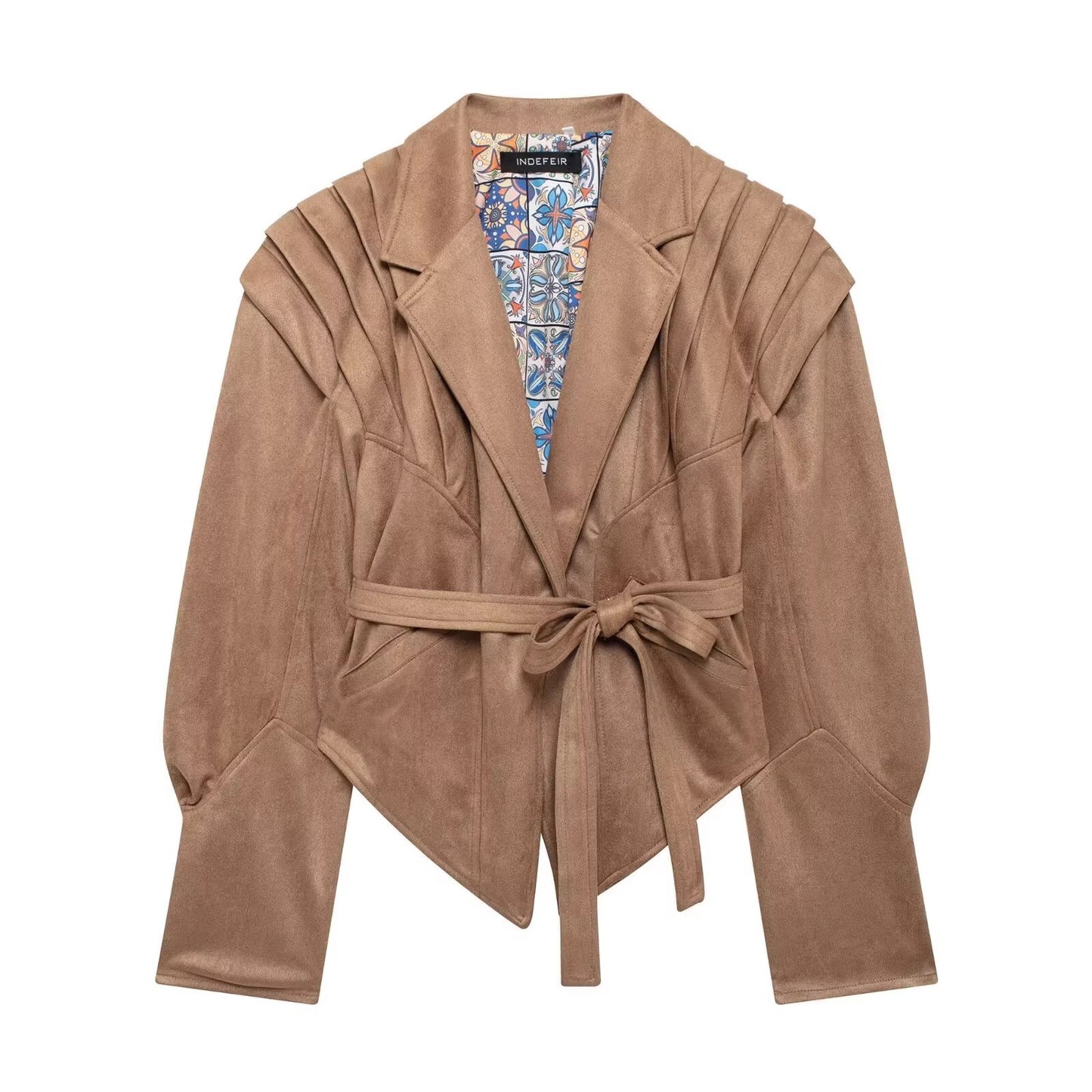 Damen Trendige Kunstlederjacke mit modischem Gürtel und raffiniertem Schnitt Stalluxe