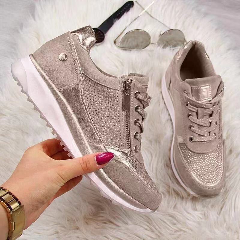 Damen sportliche Sneakers mit atmungsaktivem Obermaterial und zusätzlichem Reißverschluss Stalluxe