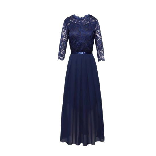 Damen elegantes Abendkleid mit Spitzenoberteil und fließendem Rock Stalluxe