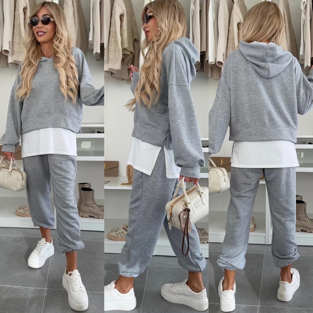 Damen lässiges cropped Hoodie und bequeme Jogginghose Set Stalluxe