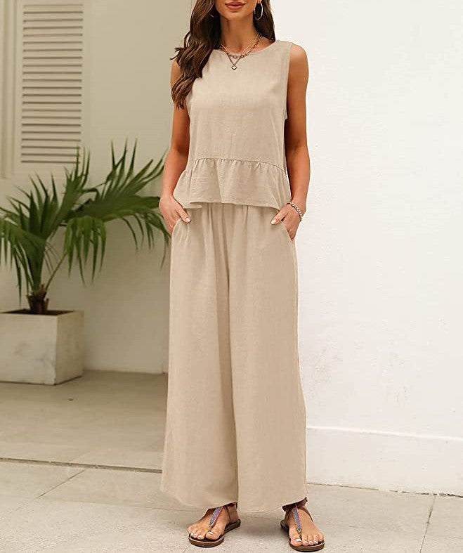Damen luftiges Jumpsuit mit Rüschensaum Stalluxe