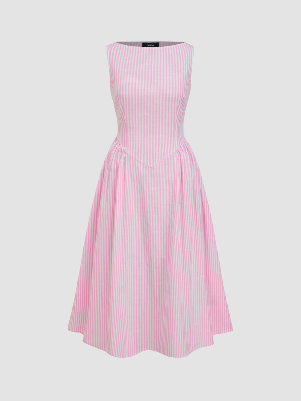 Damen Midi-Kleid mit schmalen Streifen und taillierter Silhouette Stalluxe