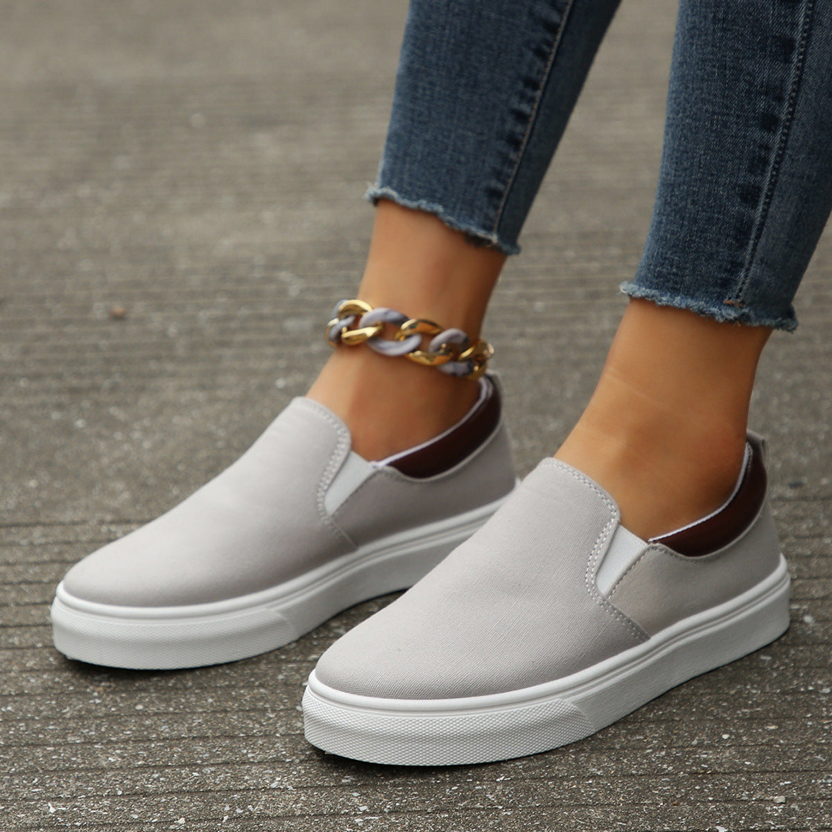 Damen Slip-On Freizeitschuhe mit elastischem Einstieg und rutschfester Sohle Stalluxe