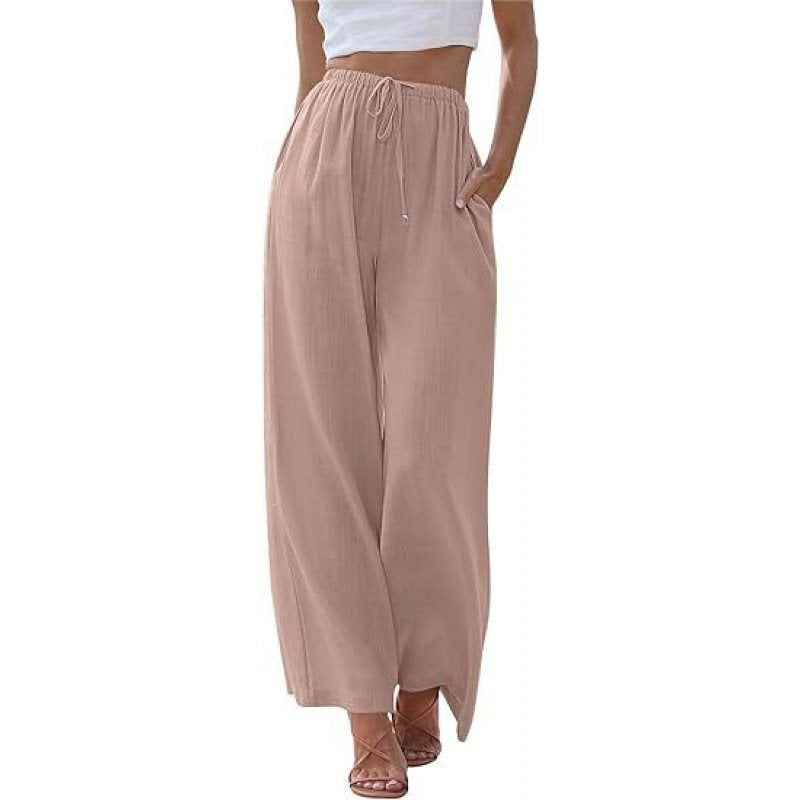 Damen Weite Palazzo-Hose mit elastischem Bund und seitlichen Taschen Stalluxe