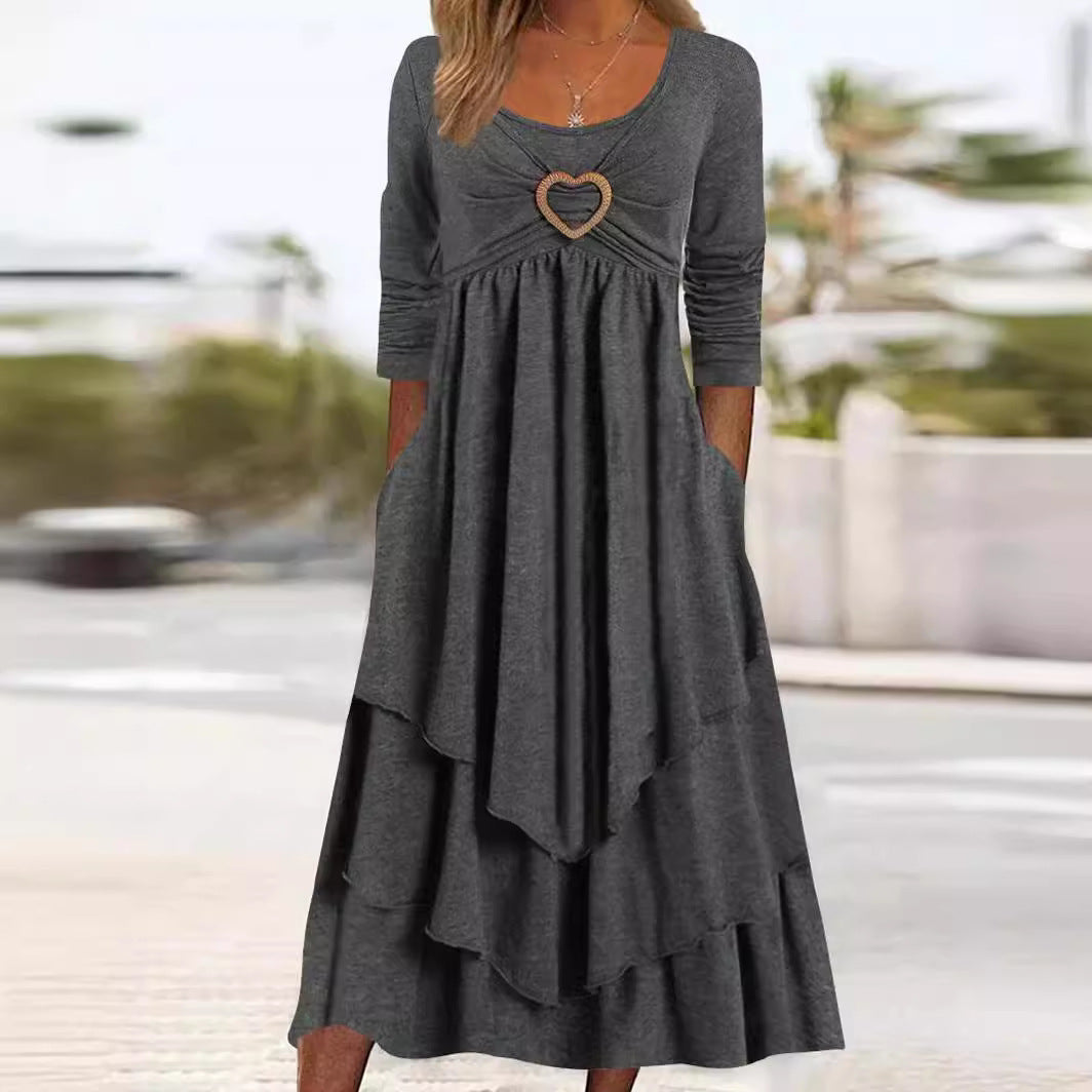 Damen lässiges Maxikleid mit bezauberndem Herzdetail und praktischen Taschen Stalluxe