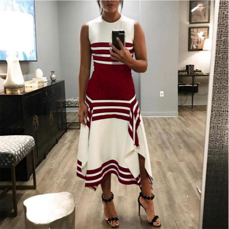 Damen asymmetrisches Maxikleid mit Streifenmuster Stalluxe