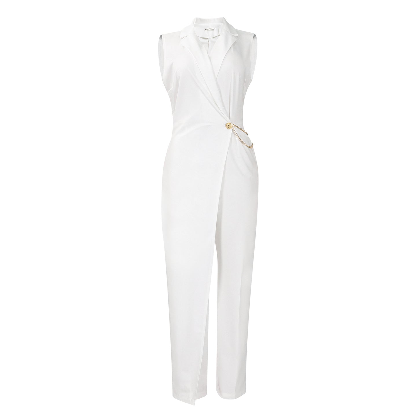 Damen Stylischer Jumpsuit mit eleganter Drapierung und seitlichem Glitzerakzent Stalluxe