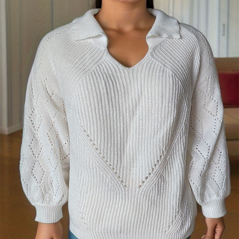 Damen Strickpullover mit eleganter Stickerei und auffälligem V-Ausschnitt Stalluxe