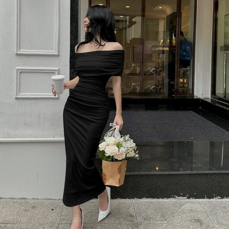 Damen Elegantes Wickelkleid mit Off-Shoulder-Design Stalluxe