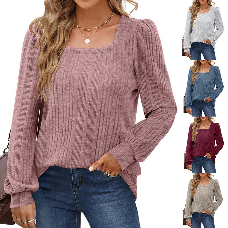 Women's Ribbed Puff Sleeve Sweater Stalluxe
