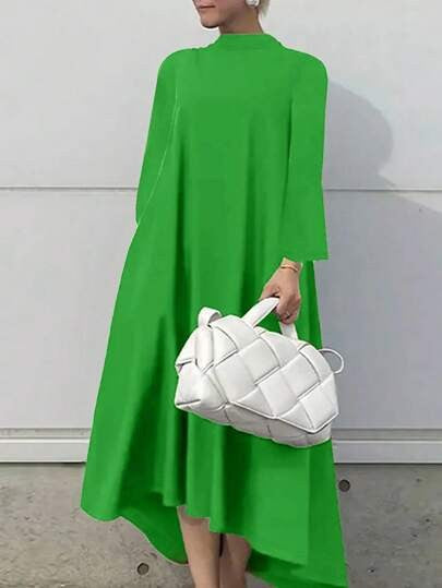 Damen Maxikleid mit asymmetrischem Schnitt und hohem Kragen Stalluxe
