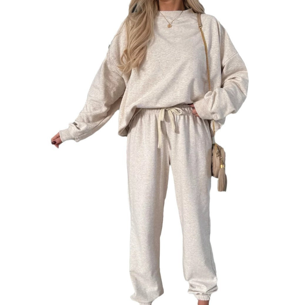 Damen lässiger Fleece-Jogginganzug mit elastischem Bund und weit geschnittenem Oberteil Stalluxe