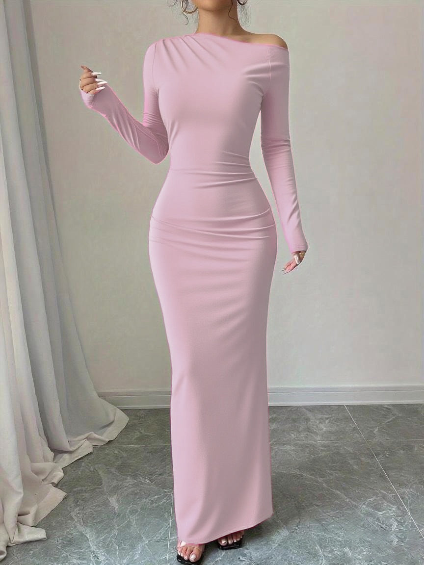 Damen elegantes Langarmkleid mit floralem Motiv Stalluxe