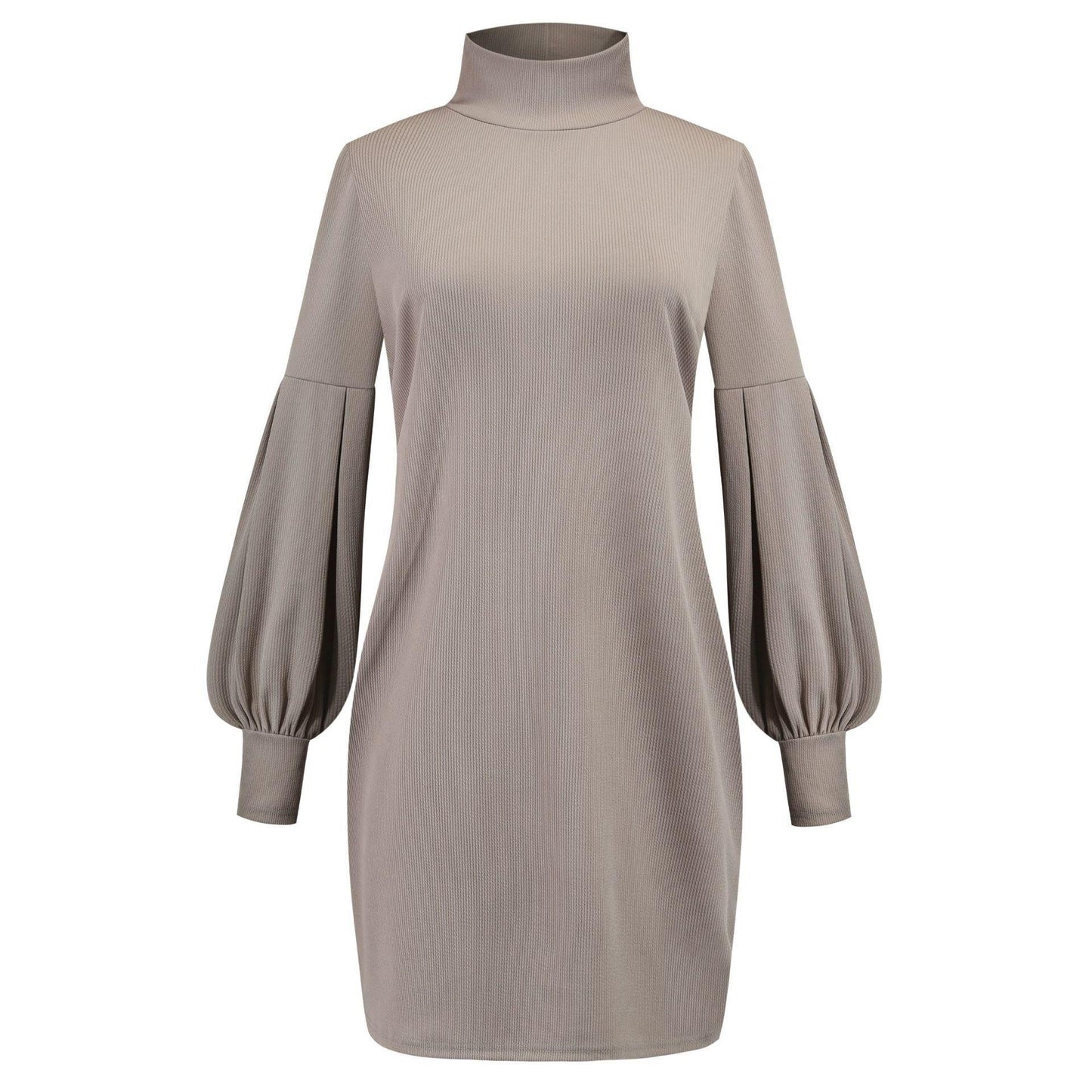 Damen Kleid mit hohem Kragen und voluminösen Ärmeln Stalluxe