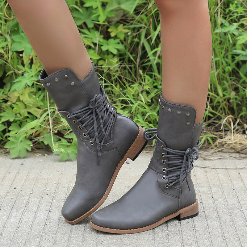 Damen modische Schnürstiefel mit eleganter Verzierungen Stalluxe