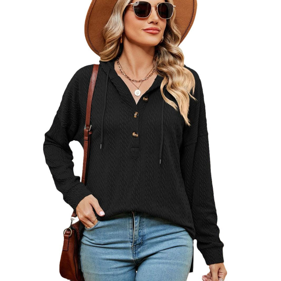 Damen lässiger Pullover mit Knopfdetails und Kapuze Stalluxe