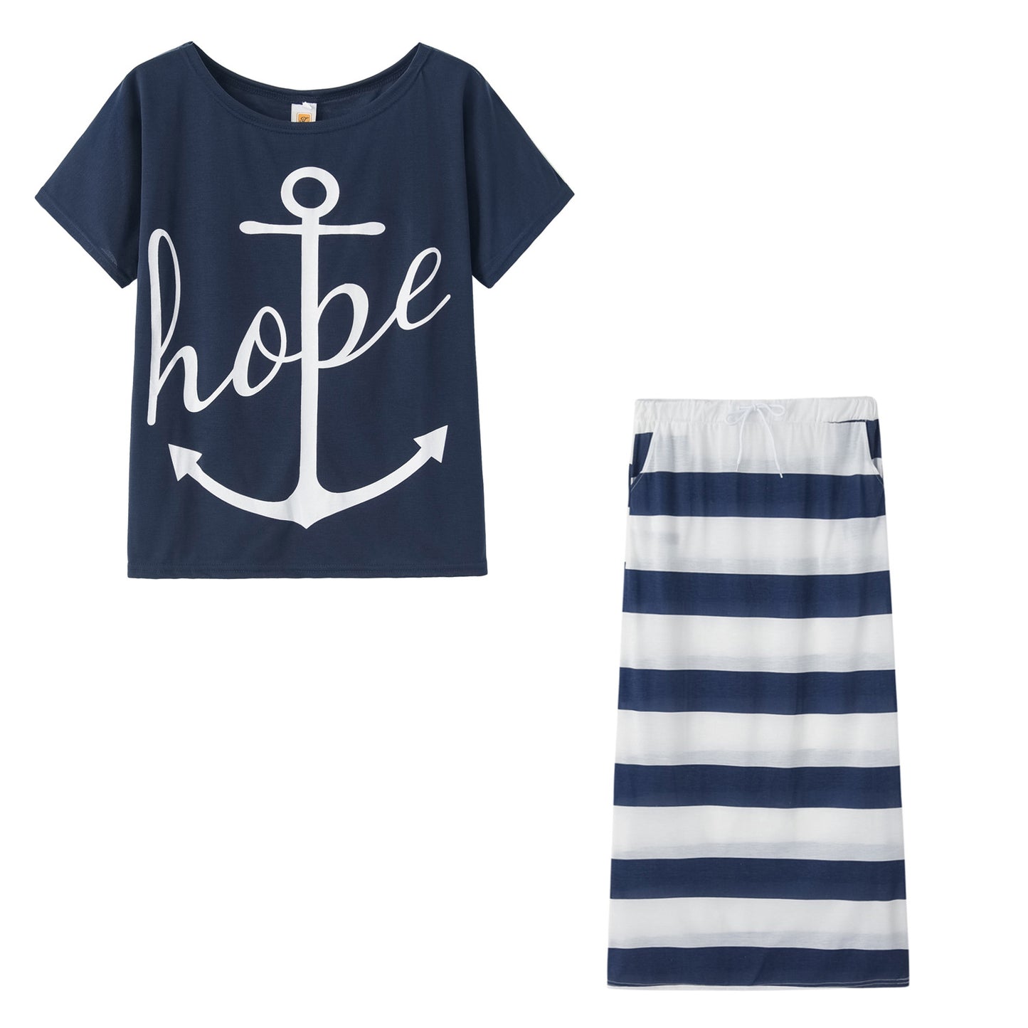 Damen gestreiftes Maxikleid mit maritimem Design und praktischen Taschen Stalluxe