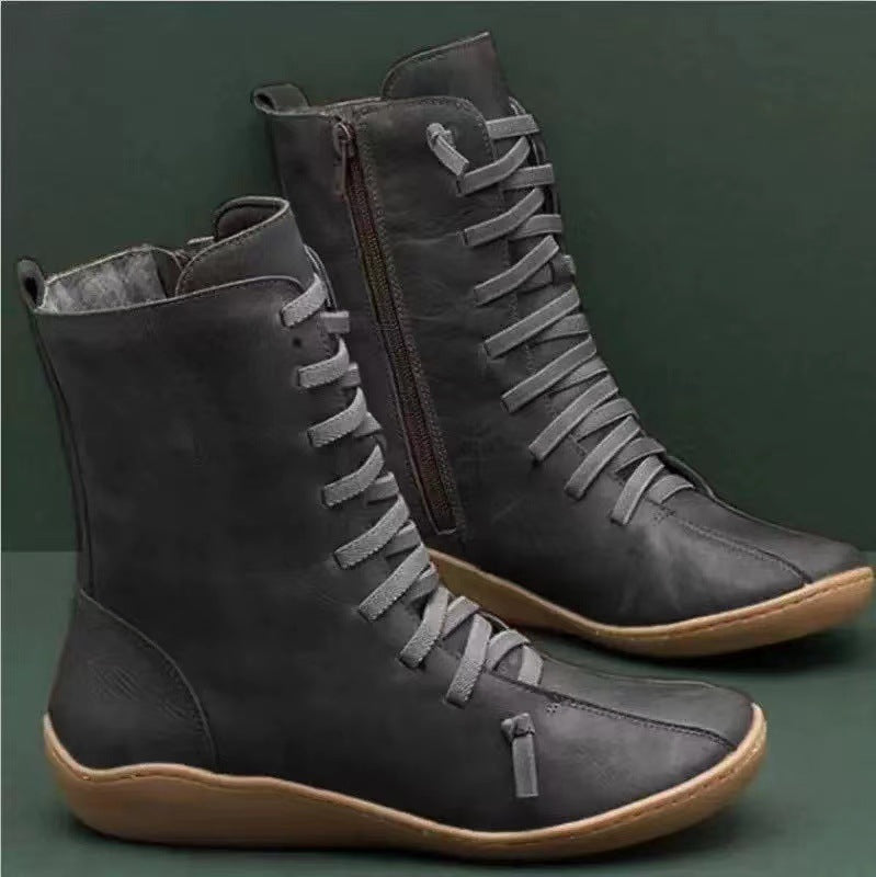 Damen elegante Schnürstiefel mit praktischem Reißverschluss Stalluxe
