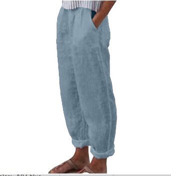 Damen lässige Leinenhose mit elastischem Bund und praktischen Seitentaschen Stalluxe
