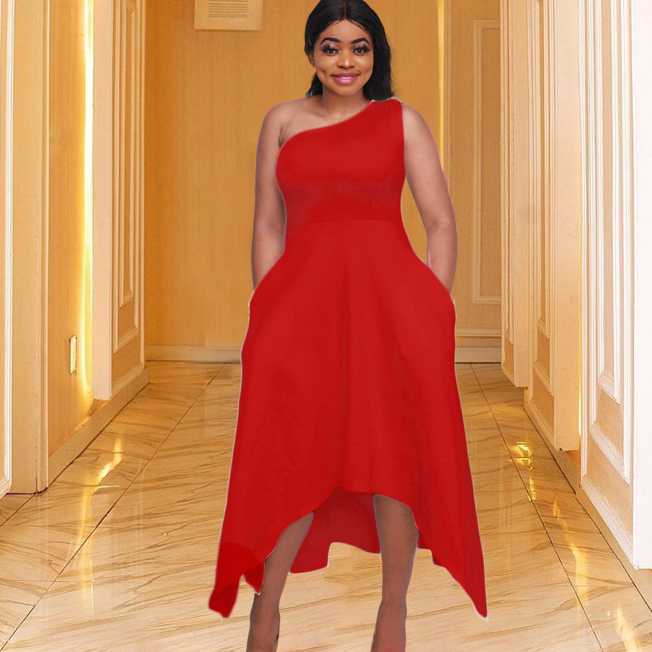 Damen asymmetrisches Cocktailkleid mit einzelnem Schulterträger und Schärpe Stalluxe
