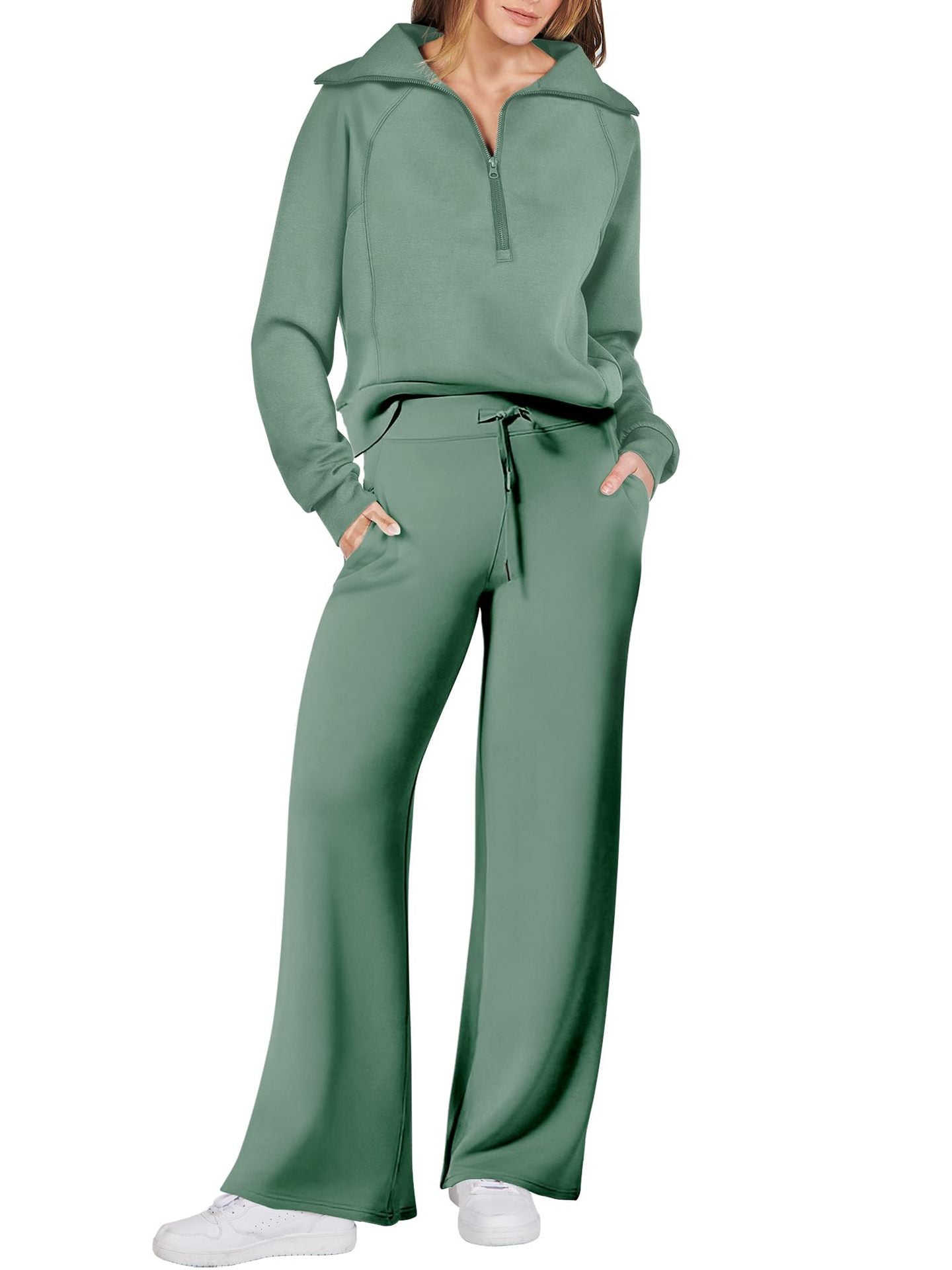 Damen Sportliches Set mit Reißverschluss und weiten Hosen Stalluxe