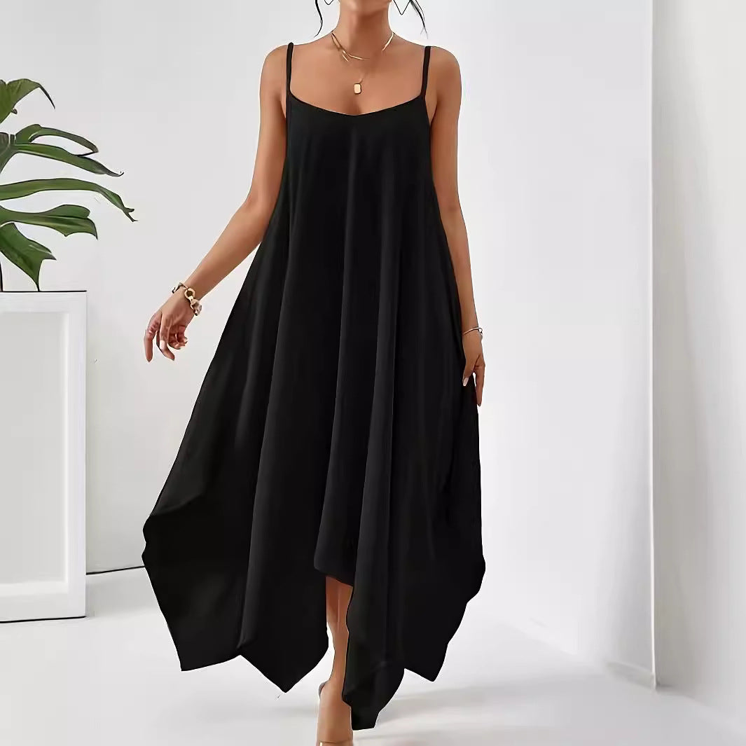 Damen Luftiges Spaghettiträger-Kleid mit asymmetrischem Saum und weichem Stoff Stalluxe