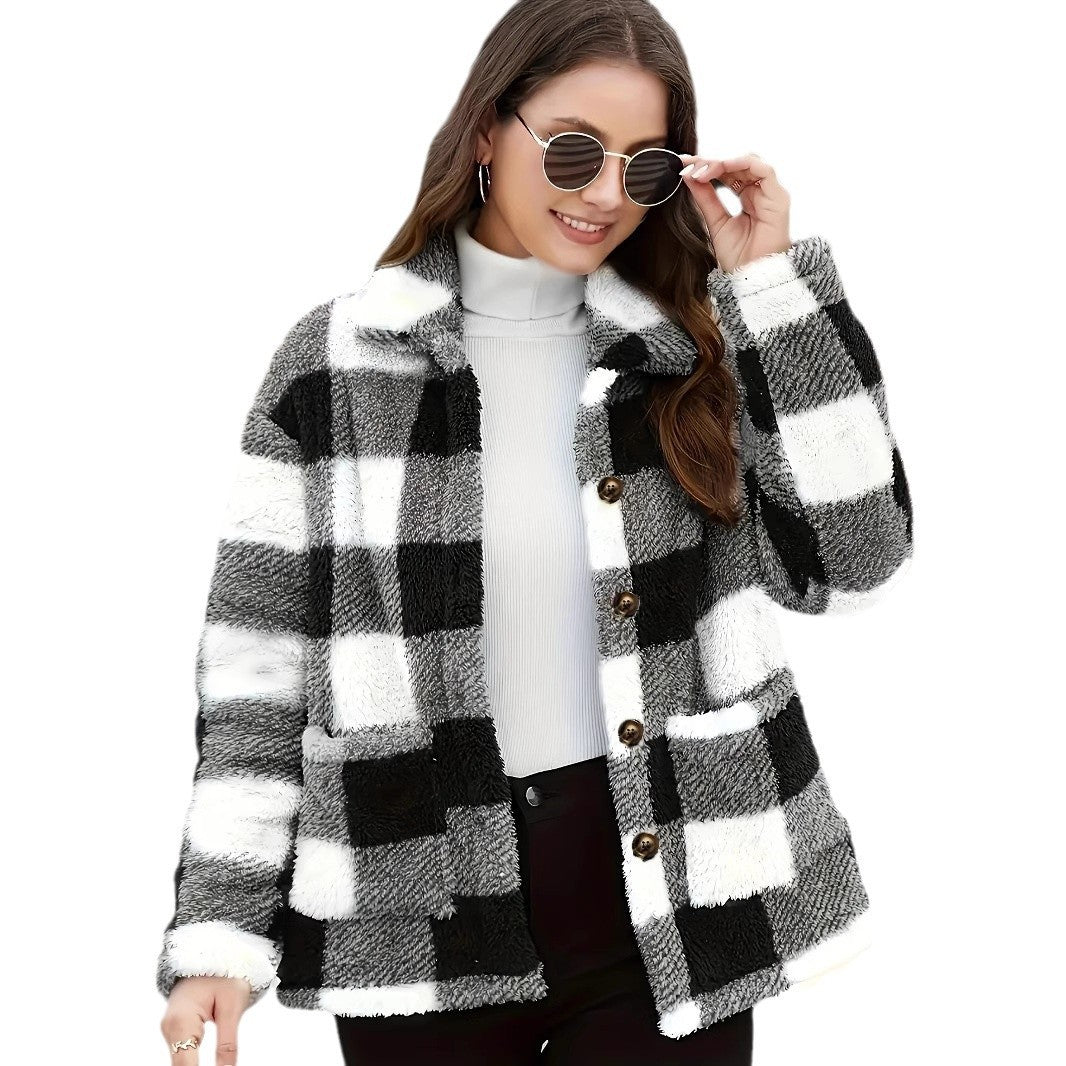 Damen Flanelljacke mit großem Karomuster und weichem Innenfutter Stalluxe