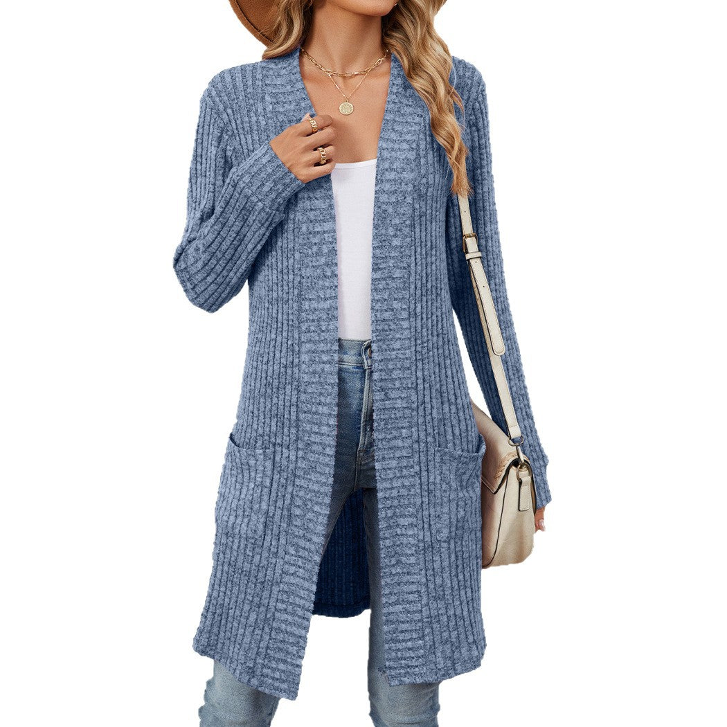 Damen Strickmantel mit praktischen Taschen und modischem Langschnitt Stalluxe