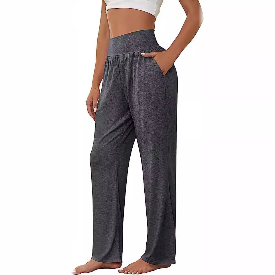 Damen Bequeme Freizeithose mit hohem Bund und seitlichen Taschen Stalluxe