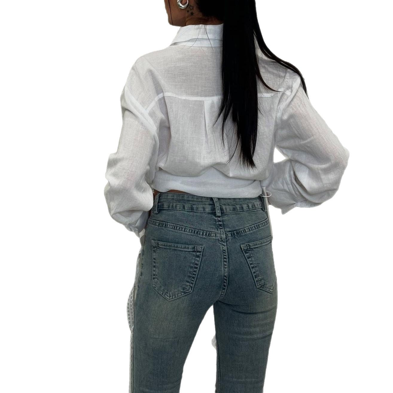 Damen Flared Jeans mit raffiniertem Schnür-Design Stalluxe