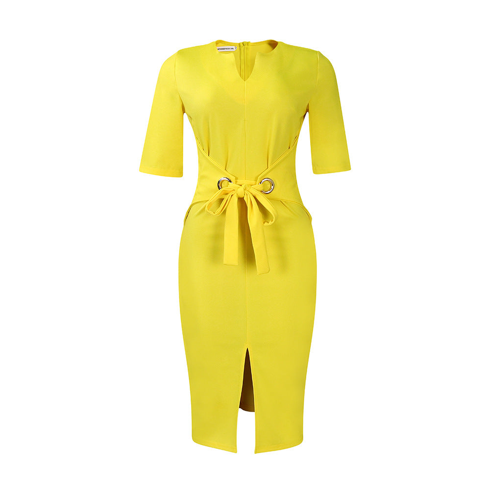 Damen figurbetontes Kleid mit dekorativem Knoten und Schlitz Stalluxe