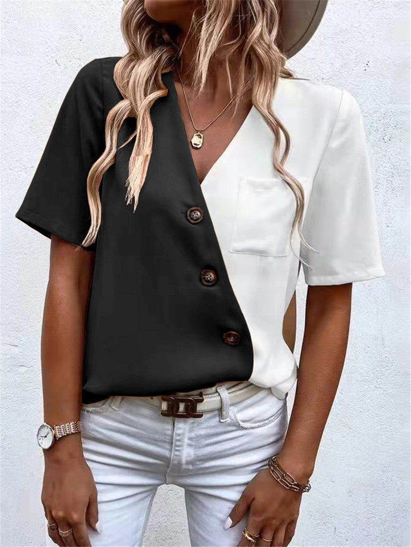 Damen Trendige Bluse mit asymmetrischem Schnitt und Knopfdetail Stalluxe