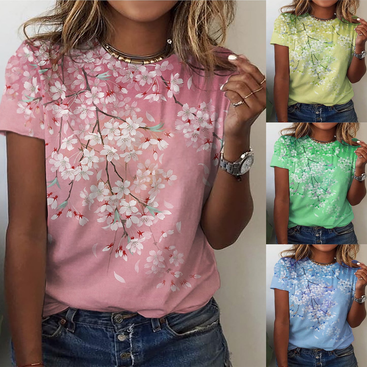 Damen T-Shirt mit floralem Druck Stalluxe