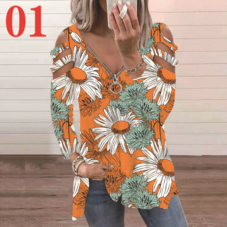 Damen Bluse mit floralem Cut-Out-Design und lässigem V-Ausschnitt Stalluxe
