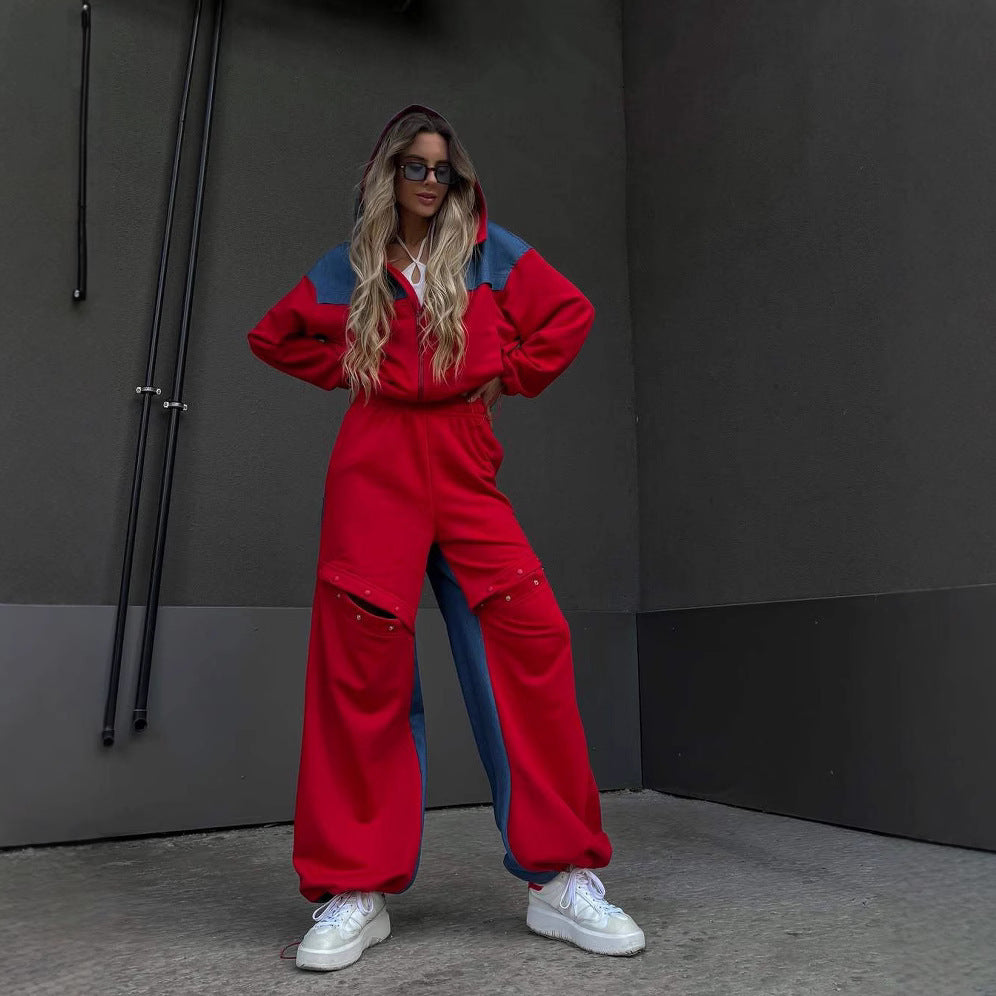 Damen sportliches Set mit modischem Farbblock-Design und lässiger Passform Stalluxe