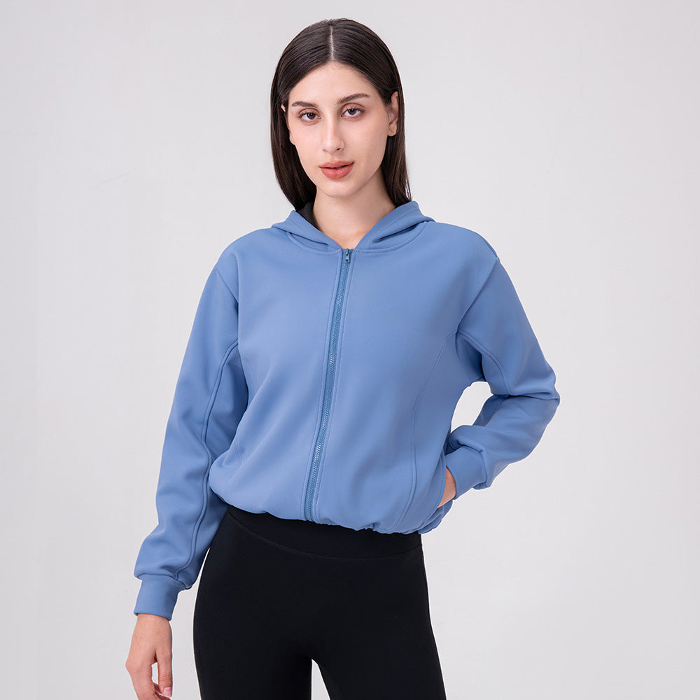 Damen sportliche Kapuzenjacke mit modischem Schnitt und elastischem Bund Stalluxe