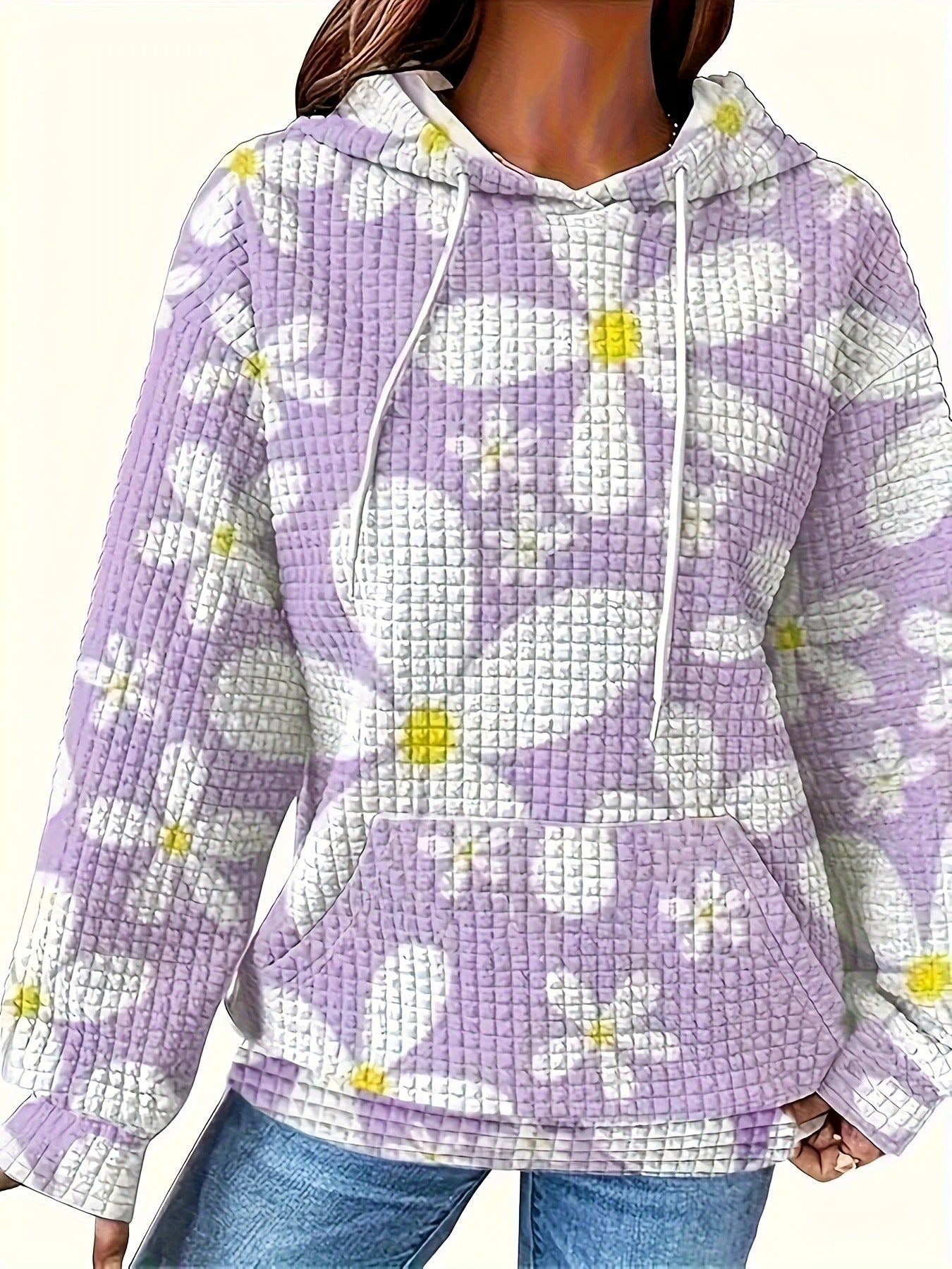 Damen Kapuzenpullover mit floralem Strukturmuster und bequemer Passform Stalluxe