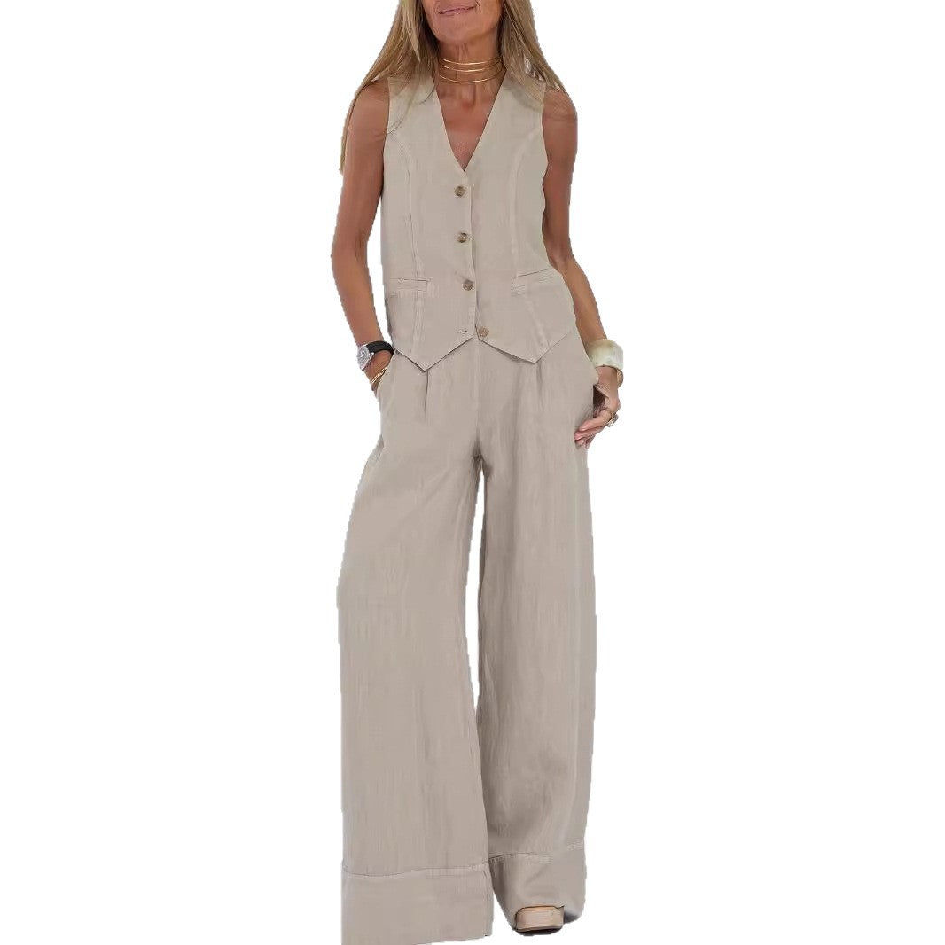 Damen Anzug mit weit geschnittenen Hosen und eleganter Weste Stalluxe