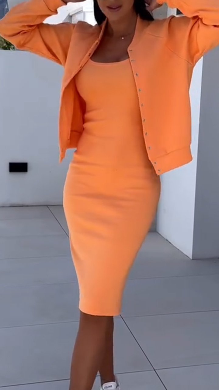 Damen sportliches Kleid mit modischer Jacke Stalluxe