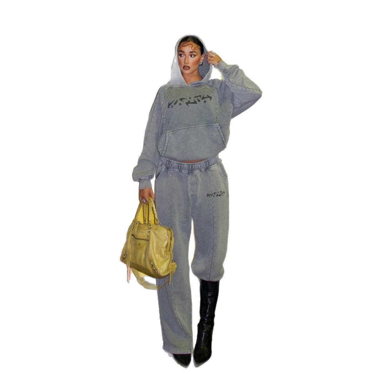 Damen Urbanes Freizeitanzug mit Kapuzenpullover und weiten Hosen Stalluxe