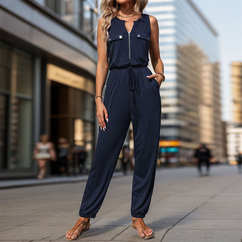 Damen Jumpsuit mit funktionalen Taschen und modischem Reißverschluss Stalluxe