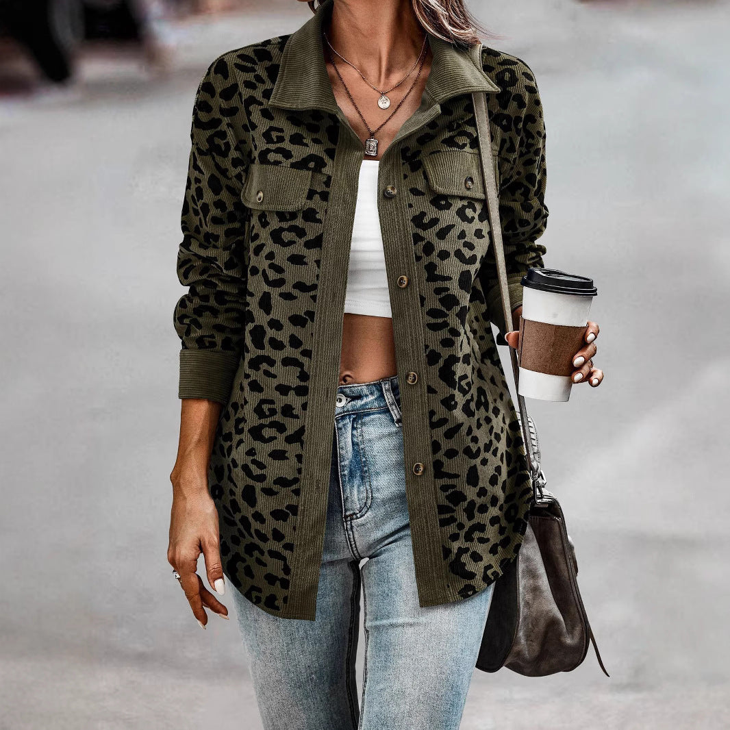 Damen Freizeitjacke mit strukturiertem Leopardenmuster und praktischen Taschen Stalluxe